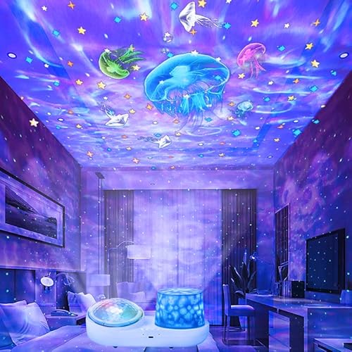 Led Sternenhimmel Projektor Kinder - Doppelt Nachtlicht Kinder Sternenhimmel mit USB-Kabel, Galaxy Projector Sternenlicht Projektor für Zimmer Deko - 6 Filmsätze von Silvotek