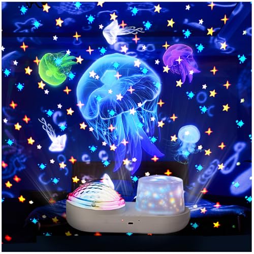 Led Sternenhimmel Projektor Kinder - Doppelt Nachtlicht Kinder Sternenhimmel mit USB-Kabel, Galaxy Projector Sternenlicht Projektor für Zimmer Deko - 6 Filmsätze von Silvotek