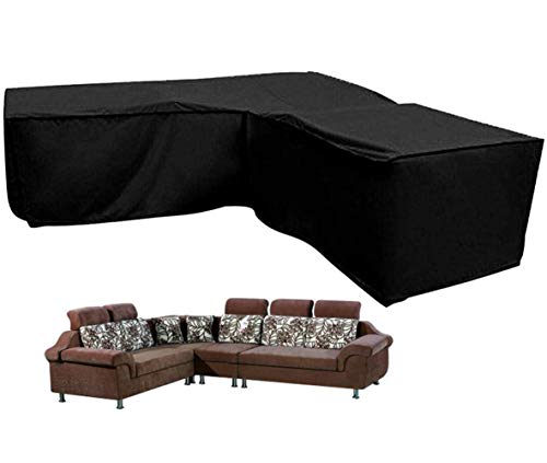 Silvotek L-förmigen Abdeckung Lounge Sofa - Lounge Abdeckung l-Form mit Spannschnüren unten,210D abdeckplane für gartenmöbel L-Form schutzhüllen für gartenmöbel von Silvotek