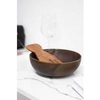 1 Set Holzschüssel Und Salat Hände, Holz Servier Utensillen Für Salat, Pasta, Geschirr Esszimmer Geschenk Mama von SimHomedecor
