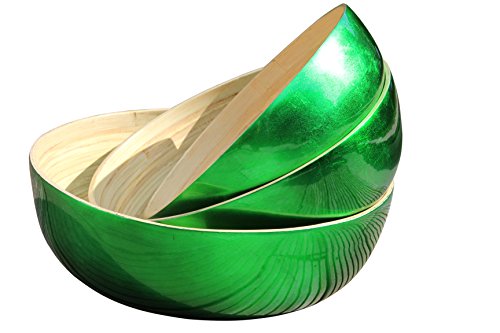 SimSim Hochglanz XXL Dekoschale aus Bambus 31 cm Durchmesser Grün von SimSimTrend