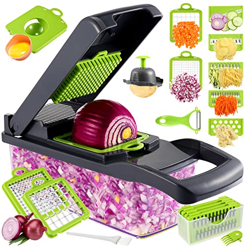 Gemüseschneider, 14 In 1 Gemüse Schneider, Würfelschneider mit 7 Austauschbare Klingen Vegetable Chopper Dicer für Hobeln Von Obst Gemüse, Karotte, Kartoffel, Knoblauch (Grau) von Simabsie