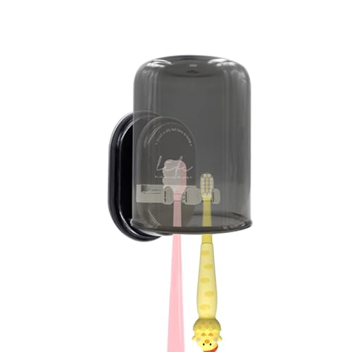 Zahnbürstenhalter-Set mit Mundspülbecher, selbstklebender Zahnbürstenhalter, Wandmontage, hängender Badezimmer-Zahnbürstenhalter für die Dusche (schwarz) von Simaixing