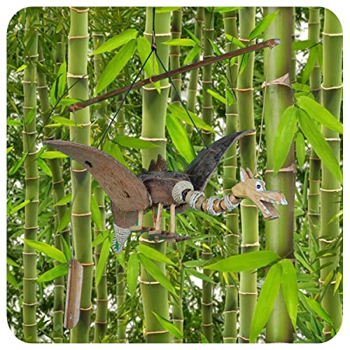Bambus Windspiel Kokosnuss Mobile handgefertigt Garten Deko Drache von Simandra