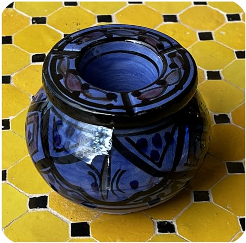 Marokkanischer Sturmaschenbecher Aschenbecher Keramik Windascher Ascher Orient Deko Color Blau von Simandra