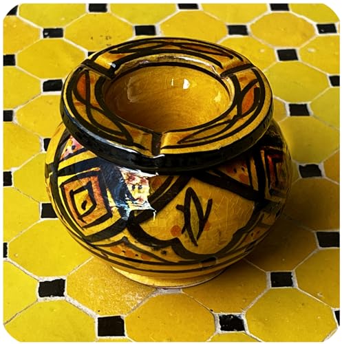 Marokkanischer Sturmaschenbecher Aschenbecher Keramik Windascher Ascher Orient Deko Color Gelb von Simandra