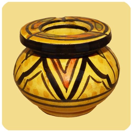 Marokkanischer Sturmaschenbecher Aschenbecher Keramik Windascher Ascher Orient Deko klein Farbe Gelb von Simandra
