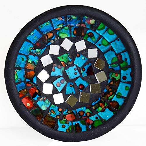 Simandra Mosaikschale Tonschale Glasschale Dekoschale Mosaik Kunsthandwerk Glassteine Deko rund Spiegel S Color Blau von Simandra