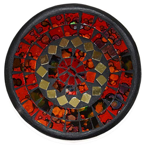Simandra Mosaikschale Tonschale Glasschale Dekoschale Mosaik Kunsthandwerk Glassteine Deko rund Spiegel S Color Rot von Simandra
