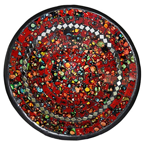 Simandra Mosaikschale Tonschale Glasschale Dekoschale Mosaik Kunsthandwerk Glassteine Deko rund Spiegel XL Color Rot von Simandra