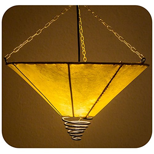 Orientalische Lampe Hängelampe marokkanische Deckenlampe Hänge Leuchte Hennalampe Lederlampe Orient Fuego Simple 40 cm Color Gelb von Simandra
