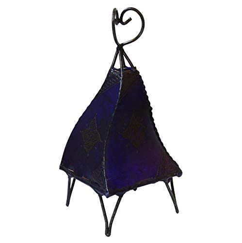 Simandra Orientalische Lampe Stehlampe marokkanische Hennalampe Lederlampe Tischleuchte Stehleuchte Mellah Orient 40 cm Color Lila von Simandra