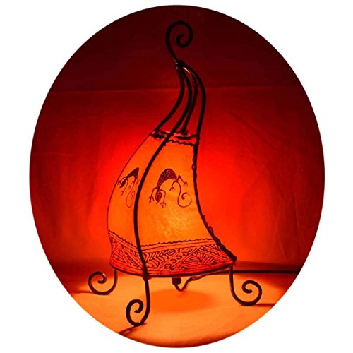 Simandra Orientalische Lampe Stehlampe marokkanische Hennalampe Lederlampe Tischleuchte Stehleuchte Orient Coq Gecko 40 cm Color Orange von Simandra