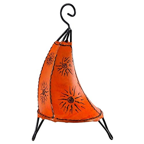 Simandra Orientalische Lampe Stehlampe marokkanische Hennalampe Lederlampe Tischleuchte Stehleuchte Orient Tissir Sonne 40 cm Color Orange von Simandra