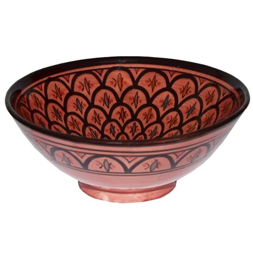 Orientalische marokkanische Keramikschale Keramik Obst Salat Reis Schale Schüssel Deko XXL (Rot) von Simandra
