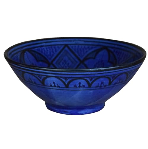 Orientalische marokkanische Keramikschale Keramik Obst Salat Reis Schale Schüssel Deko XXL Color Blau von Simandra