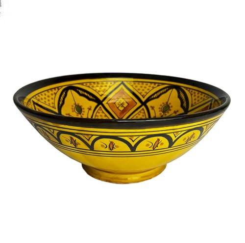 Orientalische marokkanische Keramikschale Keramik Obst Salat Reis Schale Schüssel Deko XXL Color Gelb von Simandra