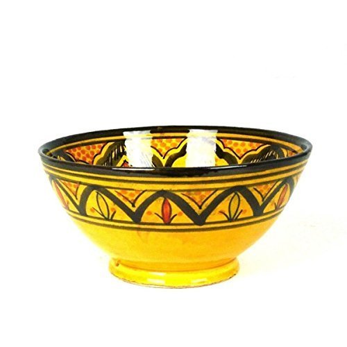 Orientalische marokkanische Keramikschale Keramik Obst Salat Reis Schale Schüssel Deko groß Color Gelb von Simandra