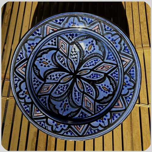 Simandra Orientalischer Keramik Teller handbemalt marokkanische Keramikschüssel Wandteller groß Color Blau von Simandra