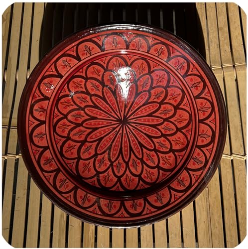 Simandra Orientalischer Keramik Teller handbemalt marokkanische Keramikschüssel Wandteller groß Color Rot von Simandra