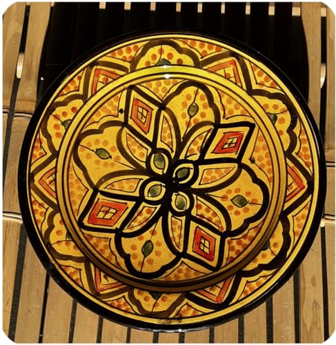 Simandra Orientalischer Keramik Teller handbemalt marokkanische Keramikschüssel Wandteller klein Color Gelb von Simandra