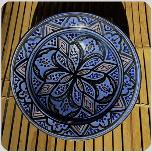 Simandra Orientalischer Keramik Teller handbemalt marokkanische Keramikschüssel Wandteller mittel Color Blau von Simandra