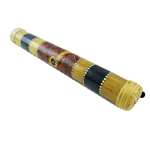 Regenmacher Rainstick Rainmaker Bambus Percussion Rhythmus bemalt Aborigine Dot Painting (60 cm) von Simandra