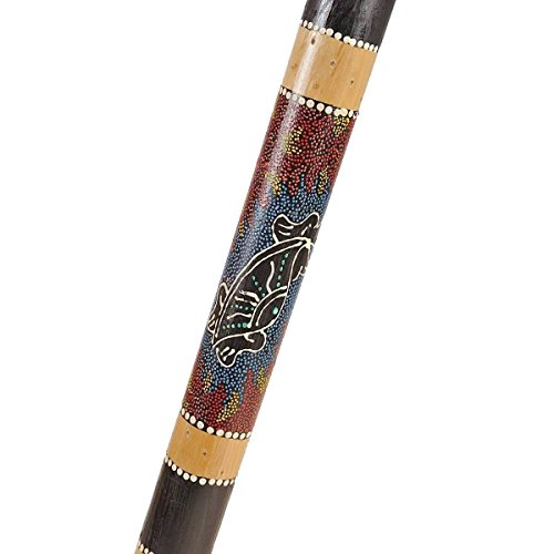 Regenmacher Rainstick Rainmaker Bambus Percussion Rhythmus bemalt Aborigine Dot Painting (80 cm) von Simandra