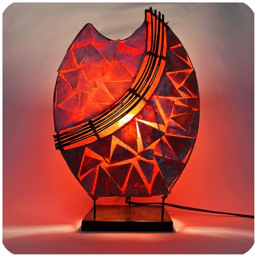 Simandra Deko-Leuchte Stimmungsleuchte Stehleuchte Tischleuchte Tischlampe Bali Asia PERLMUTT 36 cm Color Rot von Simandra