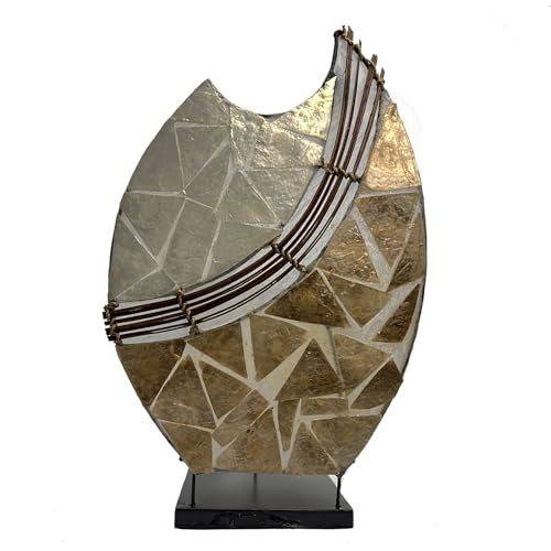 Simandra Deko-Leuchte Stimmungsleuchte Stehleuchte Tischleuchte Tischlampe Bali Asia PERLMUTT 36 cm Color Weiß von Simandra
