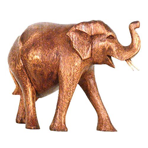 Simandra Elefant Holz Figur Skulptur Abstrakt Holzfigur Statue Afrika Asia Glücksbringer Handarbeit Deko Größe 14 cm von Simandra