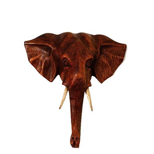 Simandra Elefant Holzmaske Wandbehang Maske Wand Wandmaske Holz Afrika Asia Glücksbringer Deko Handarbeit Größe Groß von Simandra