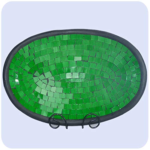 Simandra Glas-Mosaikschale Tonschale mit Glasmosaik Glasschale Dekoschale Mosaik Kunsthandwerk Oval XL Farbe Grün von Simandra