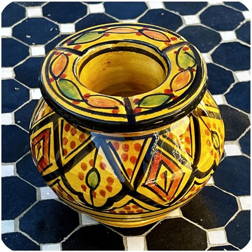 Marokkanischer Sturmaschenbecher Aschenbecher Keramik Windascher Ascher Orient Deko groß Color Gelb von Simandra