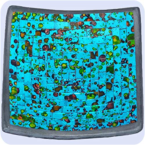 Simandra Mosaikschale Tonschale Glasschale Dekoschale Mosaik Kunsthandwerk Glassteine Deko Quadrat bunt mini Farbe Blau von Simandra