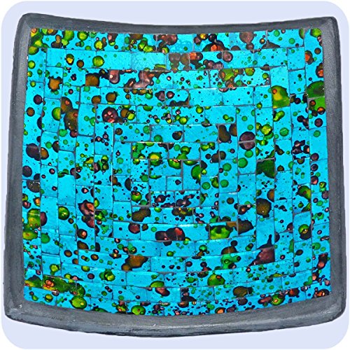 Simandra Mosaikschale Tonschale Glasschale Dekoschale Mosaik Kunsthandwerk Glassteine Deko Quadrat bunt mittel Color Blau von Simandra