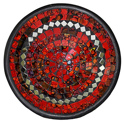 Simandra Mosaikschale Tonschale Glasschale Dekoschale Mosaik Kunsthandwerk Glassteine Deko rund Spiegel L Farbe Rot von Simandra