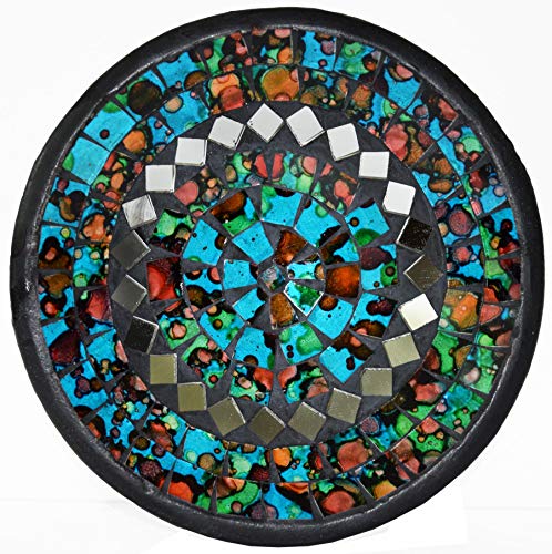 Simandra Mosaikschale Tonschale Glasschale Dekoschale Mosaik Kunsthandwerk Glassteine Deko rund Spiegel M Color Blau von Simandra