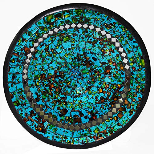 Simandra Mosaikschale Tonschale Glasschale Dekoschale Mosaik Kunsthandwerk Glassteine Deko rund Spiegel XL Color Blau von Simandra