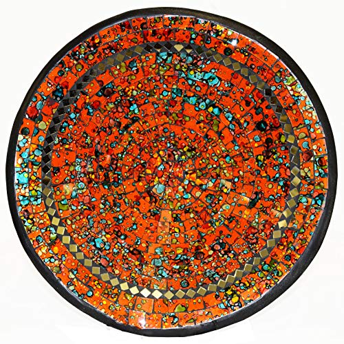 Simandra Mosaikschale Tonschale Glasschale Dekoschale Mosaik Kunsthandwerk Glassteine Deko rund Spiegel XXL Color Orange von Simandra