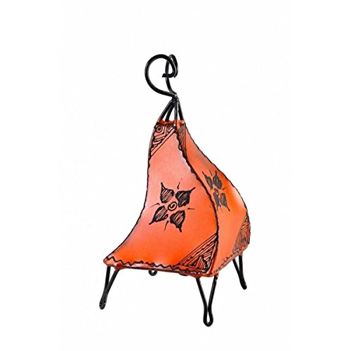 Simandra Orientalische Lampe Stehlampe marokkanische Hennalampe Lederlampe Tischleuchte Stehleuchte Mellah Orient 40 cm Color Orange von Simandra