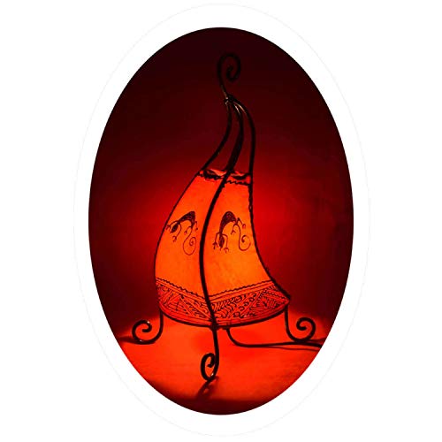 Simandra Orientalische Lampe Stehlampe marokkanische Hennalampe Lederlampe Tischleuchte Stehleuchte Orient Coq Gecko 40 cm Color Rot von Simandra