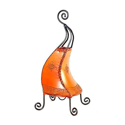 Simandra Orientalische Lampe Stehlampe marokkanische Hennalampe Lederlampe Tischleuchte Stehleuchte Orient Coq Sonne 40 cm Color Orange von Simandra