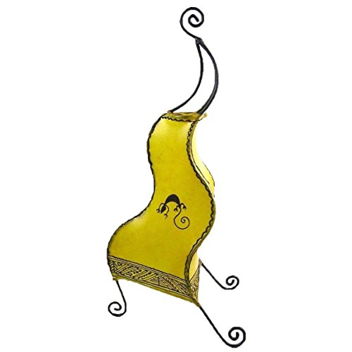 Simandra Orientalische Lampe Stehlampe marokkanische Hennalampe Lederlampe Tischleuchte Stehleuchte Orient Essaouira Gecko 50 cm Color Gelb von Simandra