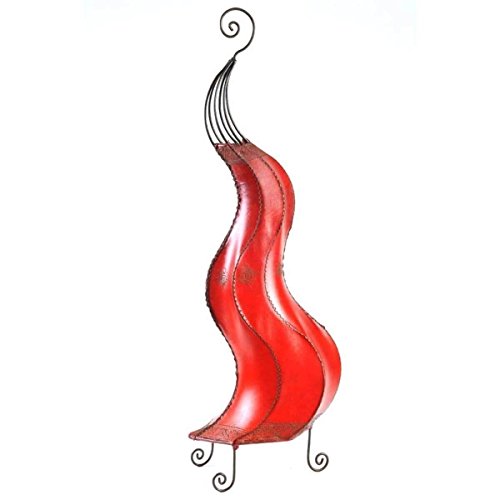 Simandra Orientalische Lampe Stehlampe marokkanische Hennalampe Lederlampe Tischleuchte Stehleuchte Orient Mogador Blumenrad 80 cm Color Rot von Simandra