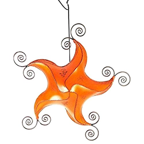 Simandra Orientalischer Lampenschirm Marokko Henna Leder STERN Berber Star 70 cm Color Orange von Simandra