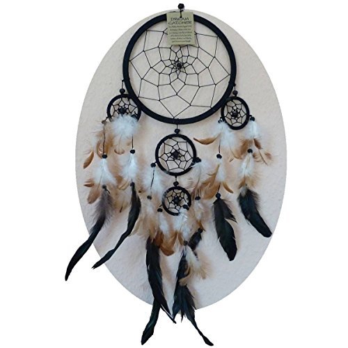 Simandra Original handgefertigter Traumfänger – hängender Dreamcatcher aus natürlichen Materialien handgefertigt ca. 50 cm lang, Durchmesser größter Ring 16 cm von Simandra