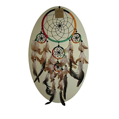 Simandra Original handgefertigter Traumfänger – hängender Dreamcatcher aus natürlichen Materialien handgefertigt ca. 58 cm lang, Durchmesser größter Ring 21 cm von Simandra