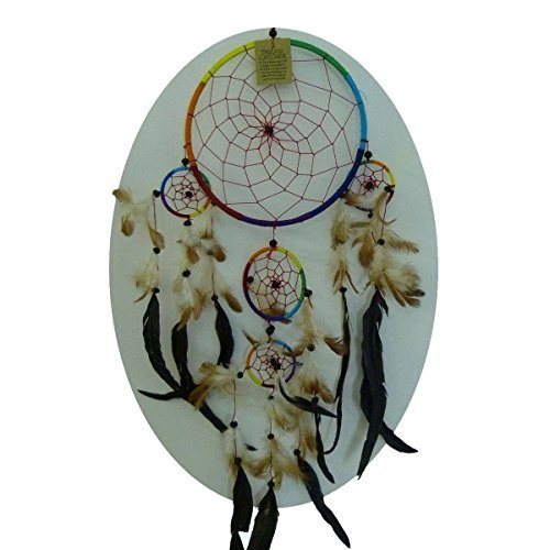 Simandra Original handgefertigter Traumfänger – hängender Dreamcatcher aus natürlichen Materialien handgefertigt ca. 80 cm lang, Durchmesser größter Ring 27 cm von Simandra