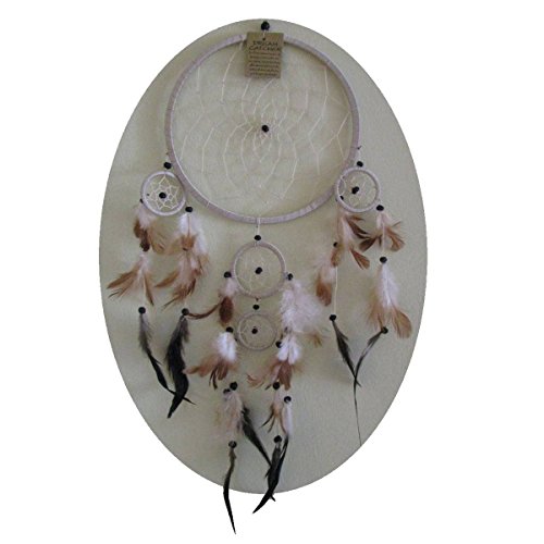 Simandra Original handgefertigter Traumfänger – hängender Dreamcatcher aus natürlichen Materialien handgefertigt ca. 80 cm lang, Durchmesser größter Ring 27 cm von Simandra